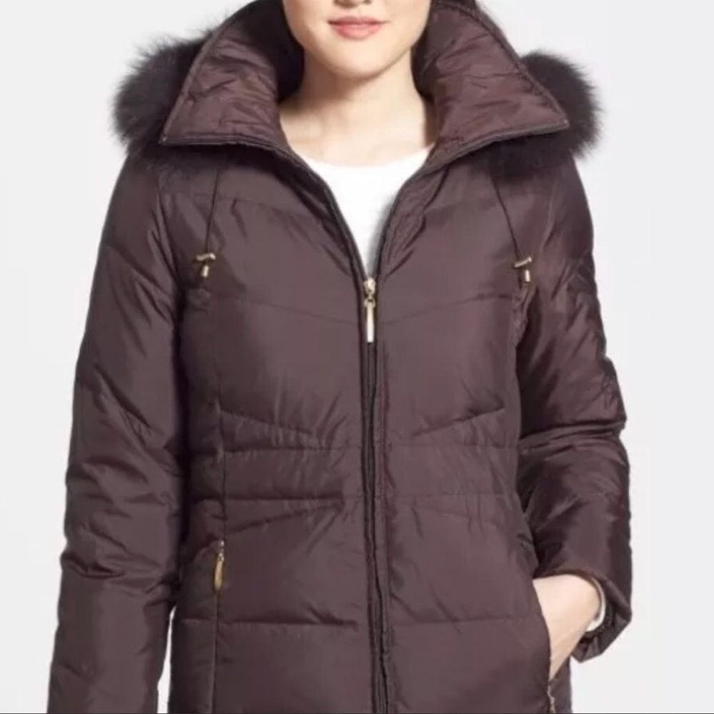 Ellen Tracey fur coat xs brown down